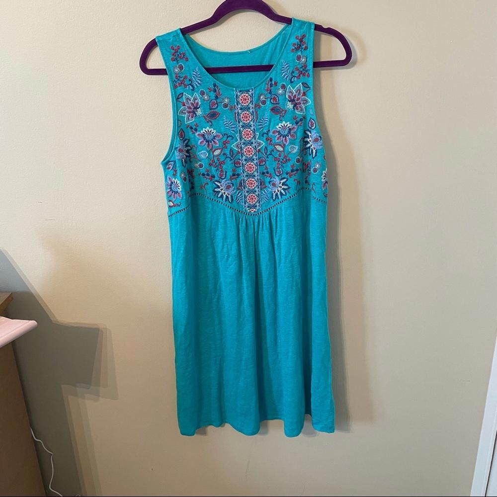 Sundance Hidden Gardens Linen Embroidered Floral Dress